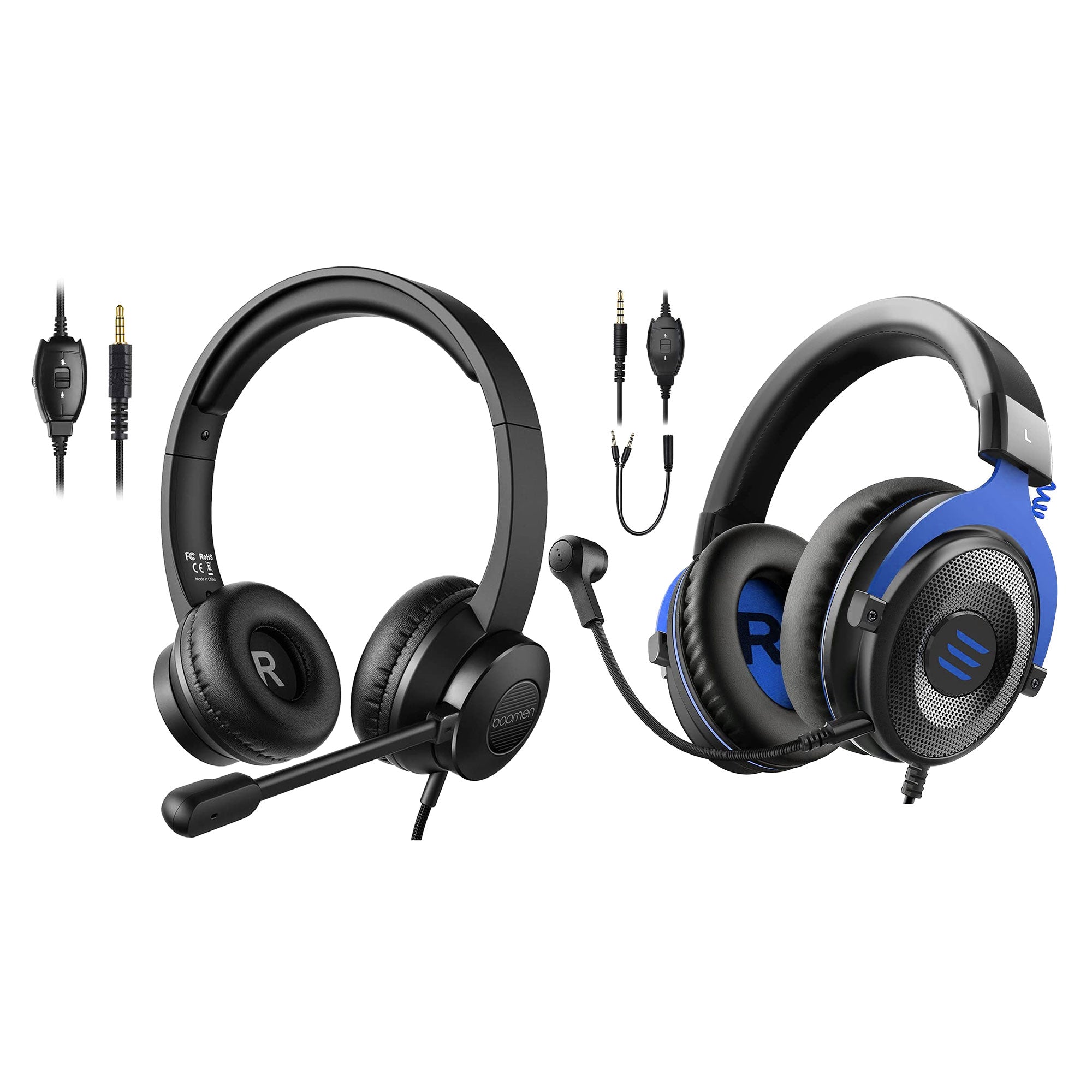 EKSA Gaming Headset with Mic, Blue, and S100 Headphones with Microphone, Black - VMInnovations