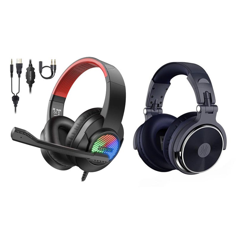 OneOdio 50mm Driver Wired Studio DJ Headset, Black & bopmen USB Wired Headphones