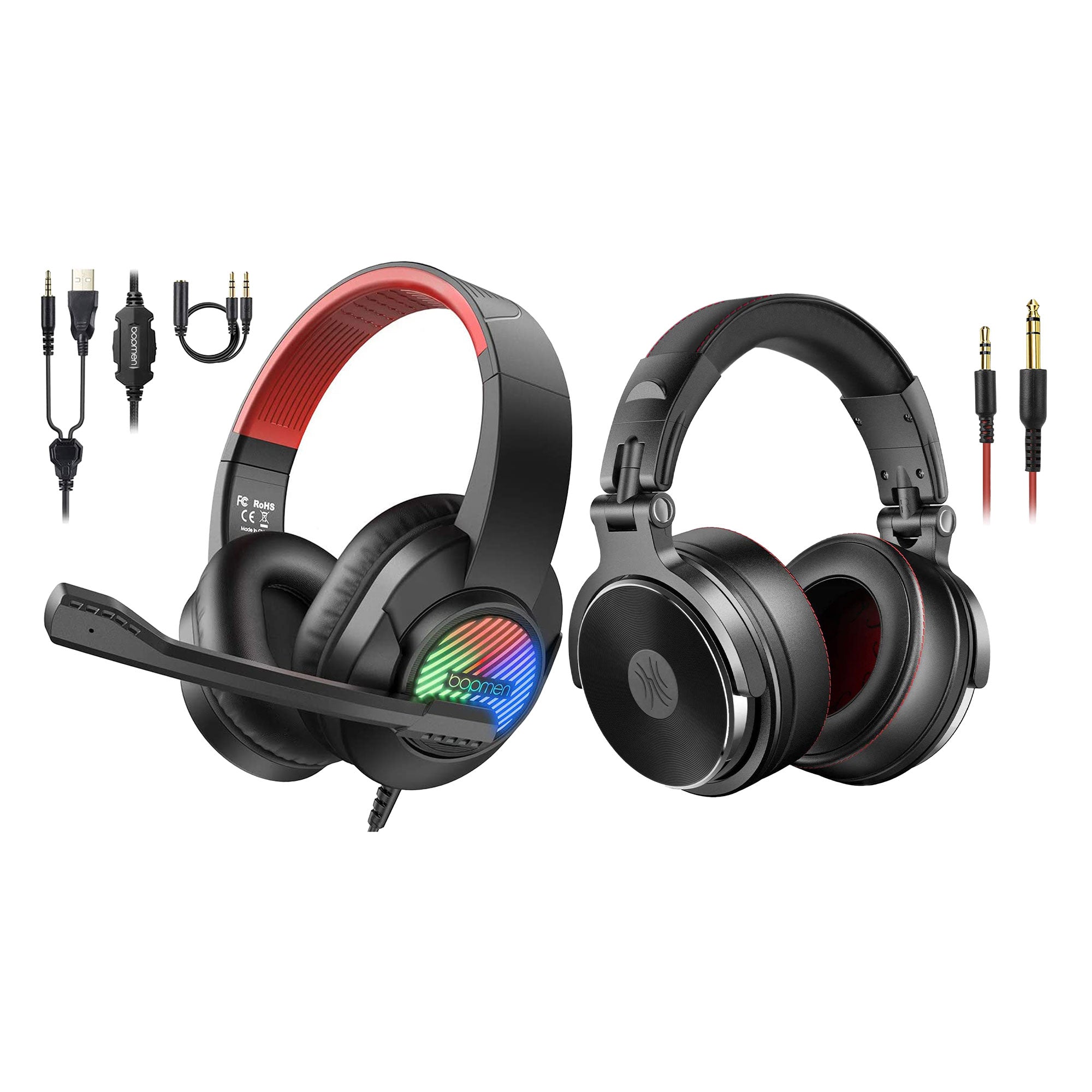 OneOdio Pro 50 Studio Wired Headphones, Black and T8 USB Wired Headphones Set - VMInnovations