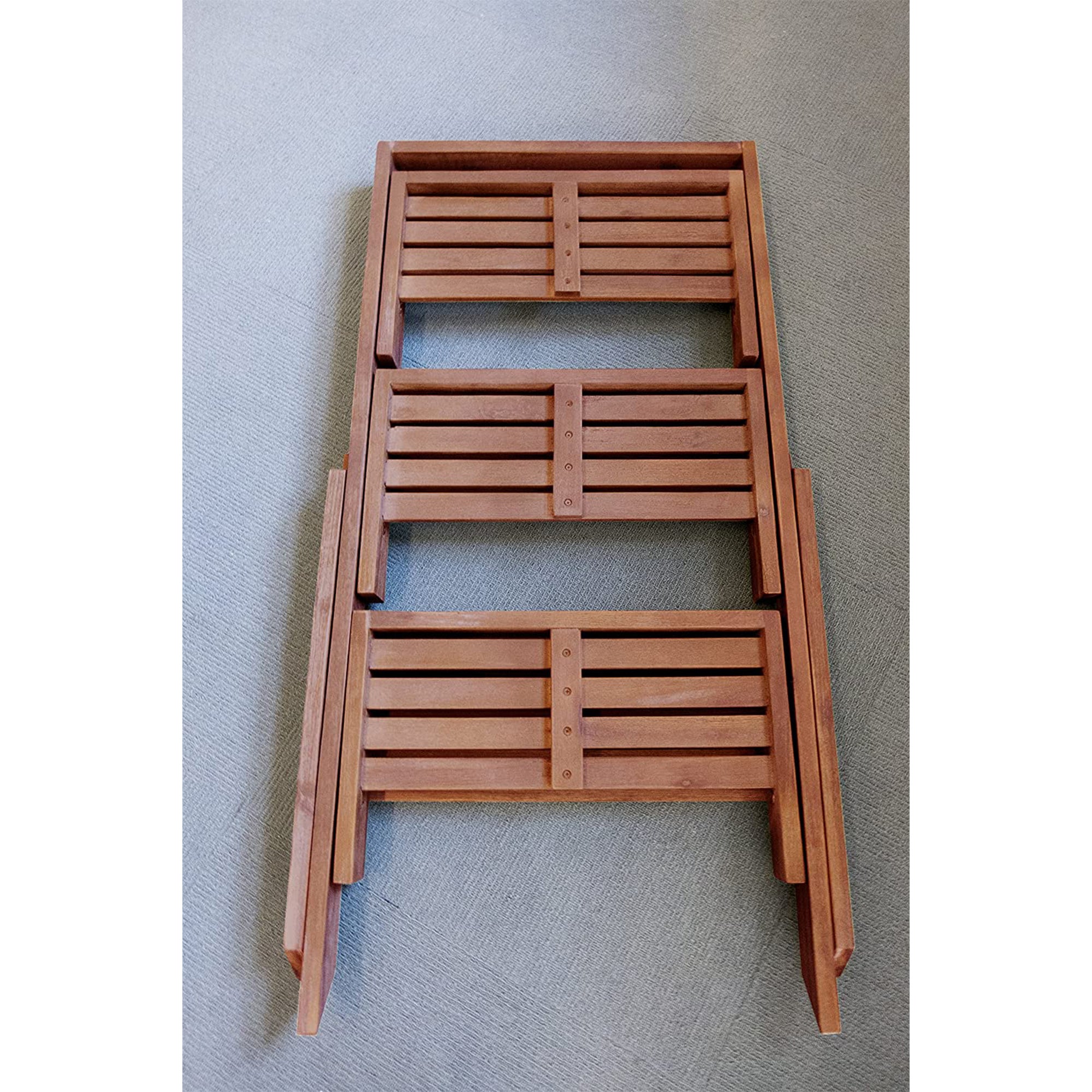 VIFAH Malibu 24-Inch Wide 3-Layer Wooden Outdoor or Indoor Patio Plant Stand