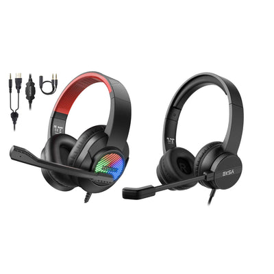 EKSA Wired Telecom Computer Headphones and T8 Gaming Headset with RGB Lights