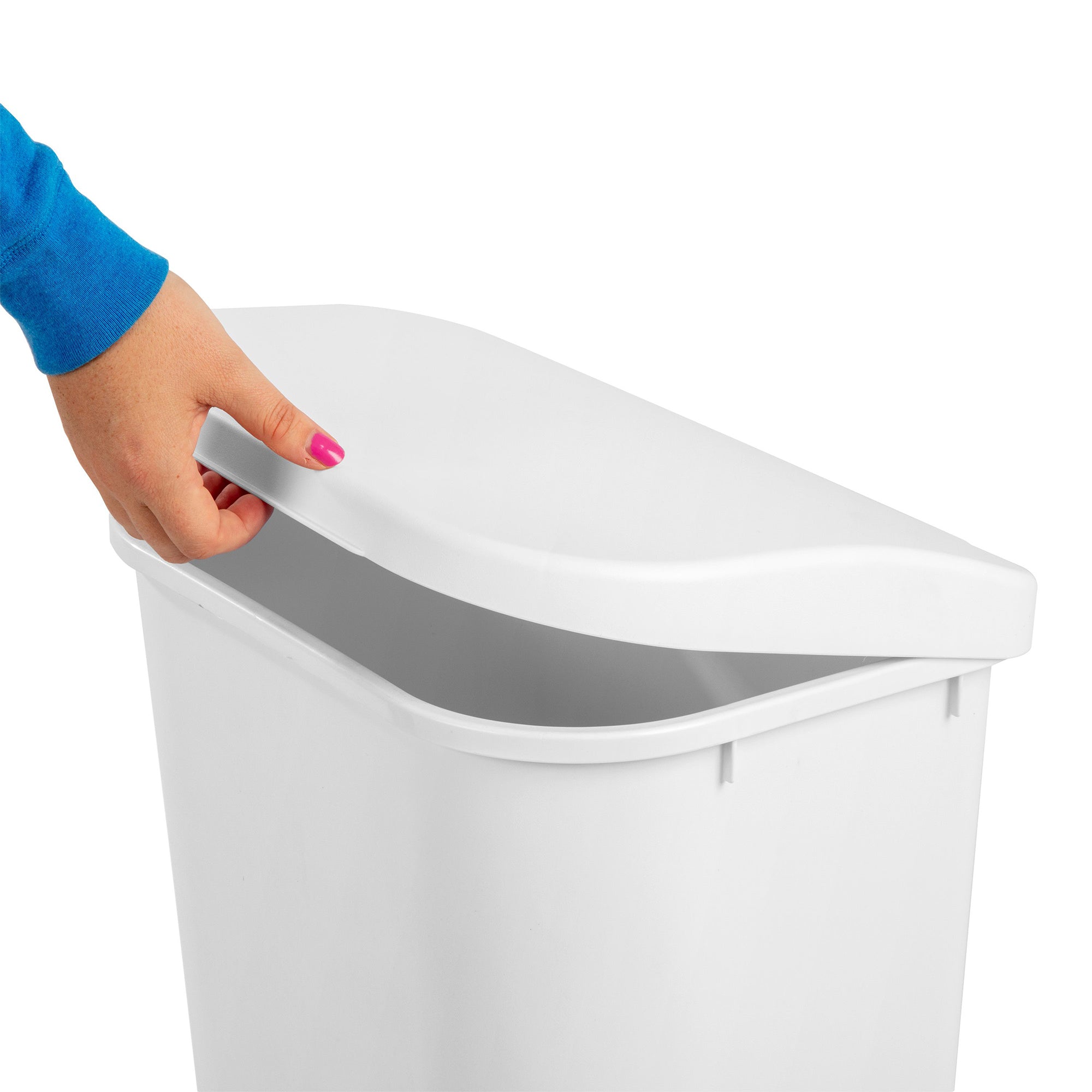 Sterilite 11.3 Gallon Lift Top Lid Wastebasket Trash Can for Kitchen, White