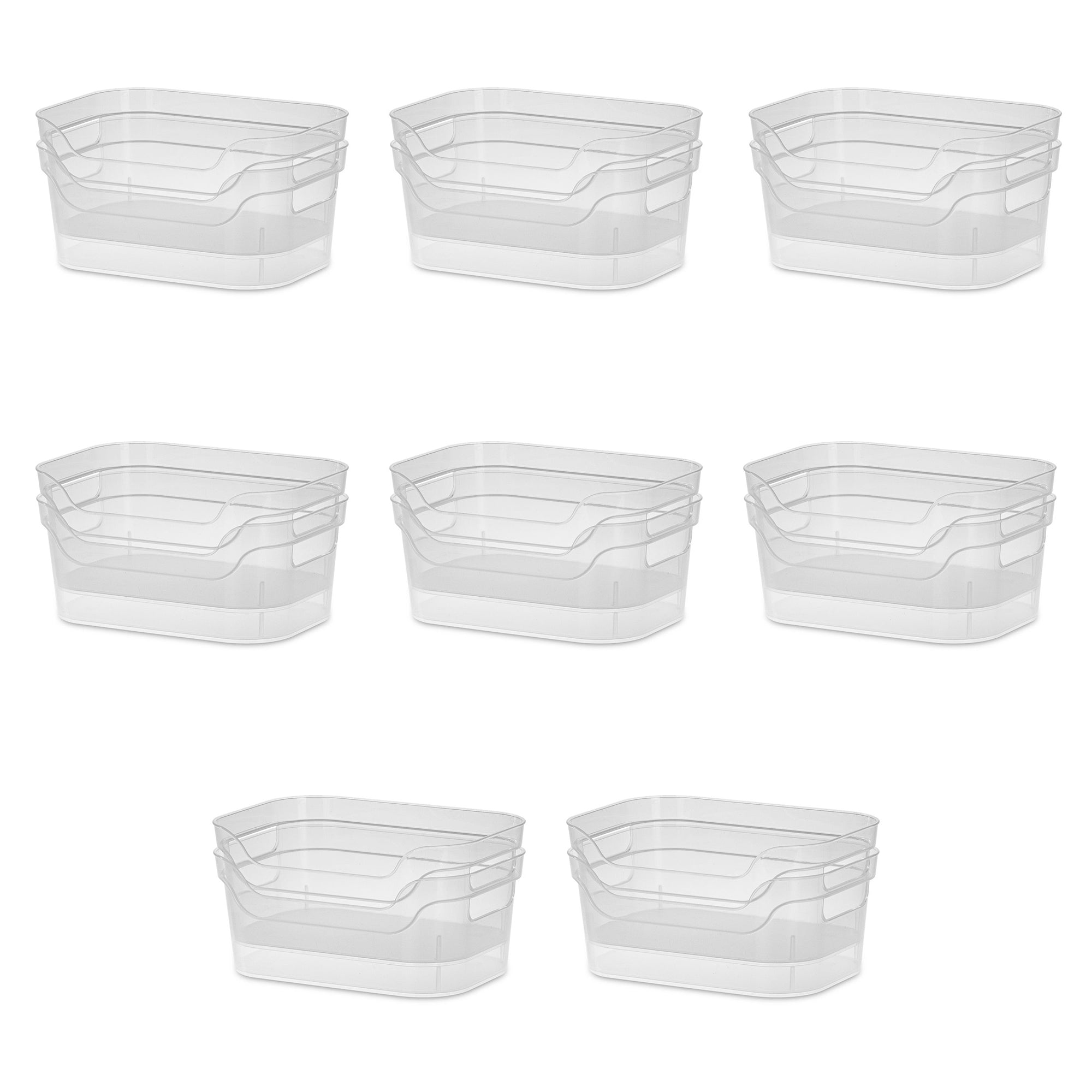 Sterilite 9.5 x 6.5 x 4 Inch Clear Open Storage Bin with Carry Handles, 2 Pack