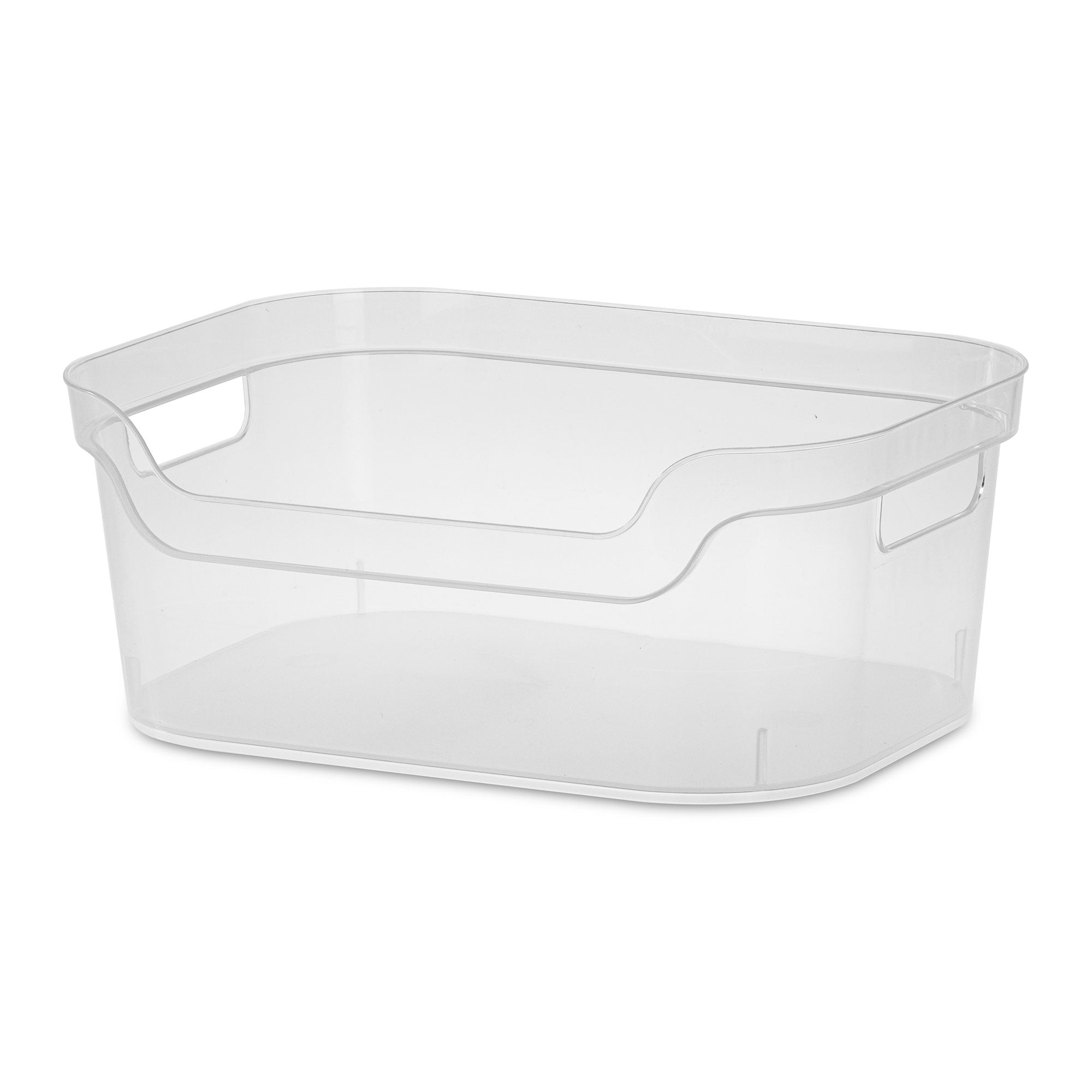Sterilite 5.25 x 9.5 x 13 Inch Open Storage Bin w/ Carry Through Handles, Clear
