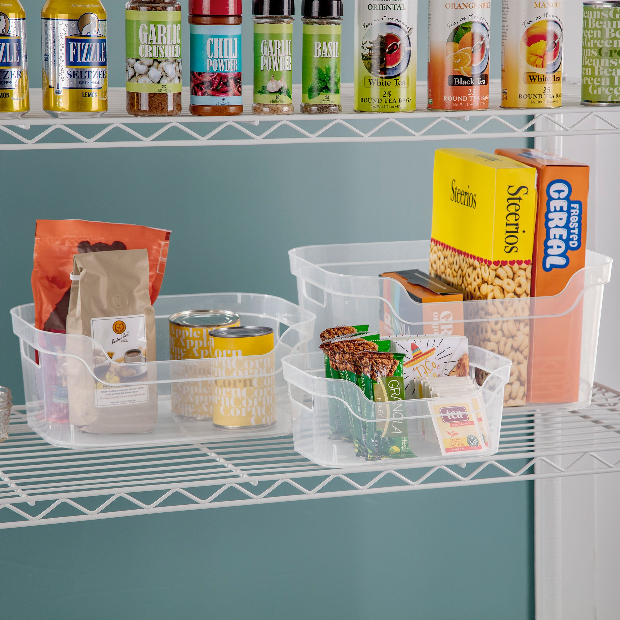 Sterilite 5.25 x 9.5 x 13 Inch Open Storage Bin w/ Carry Through Handles, Clear