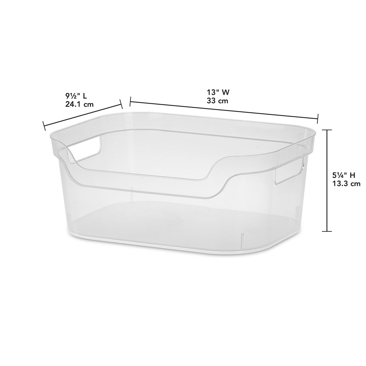 Sterilite 5.25 x 9.5 x 13 Inch Open Storage Bin w/ Carry Through Handles, Clear