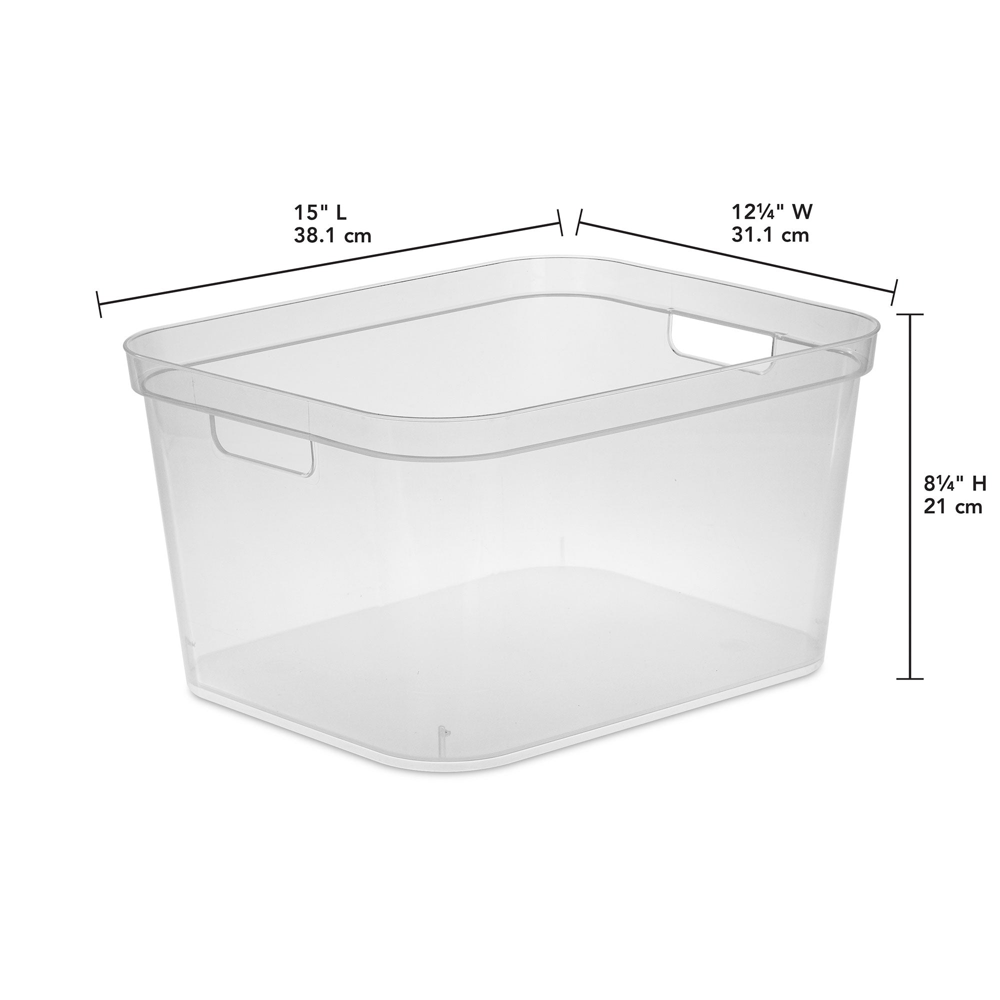 Sterilite 8.25 x 12.25 x 15 Inch Storage Bin with Carry Through Handles, Clear