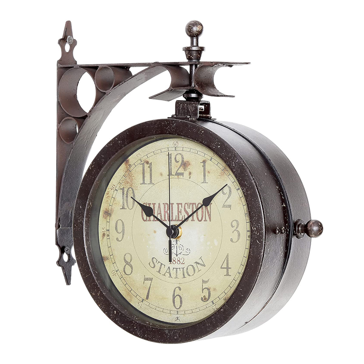 Infinity Instruments 8 Inch Charleston 2 Sided Outdoor Wall Clock & Thermometer