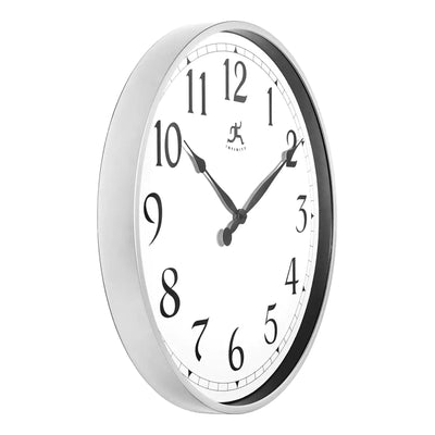 Infinity Instruments 18 Inch Modern Contemporary Round Office Wall Clock, Silver