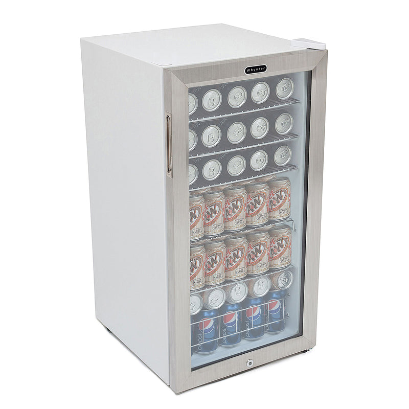 Whynter 120 Can 5 Shelf Lockable Compact Beverage Refrigerator, Stainless Steel