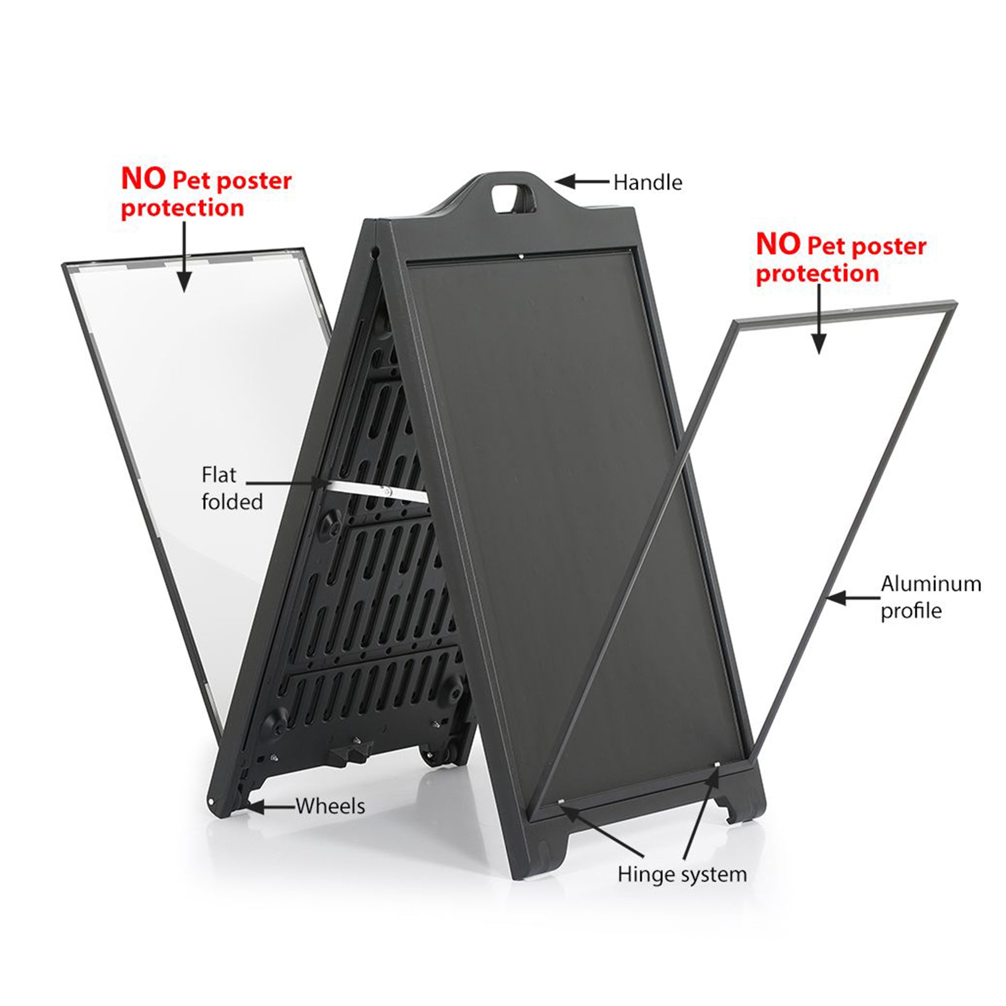 M&T Displays 24"x36" A Frame Double Sided Sidewalk Frame Board, Black (Used) - VMInnovations