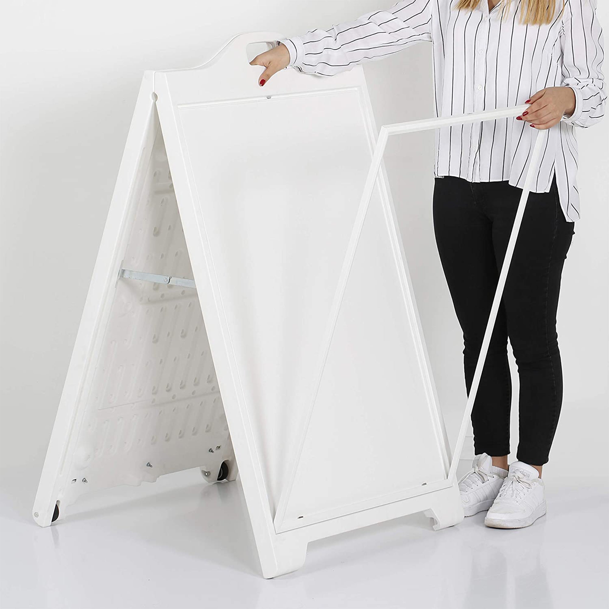 M&T Displays 24 x 36 In SignPro A Frame Double Sided Sidewalk Frame Board, White