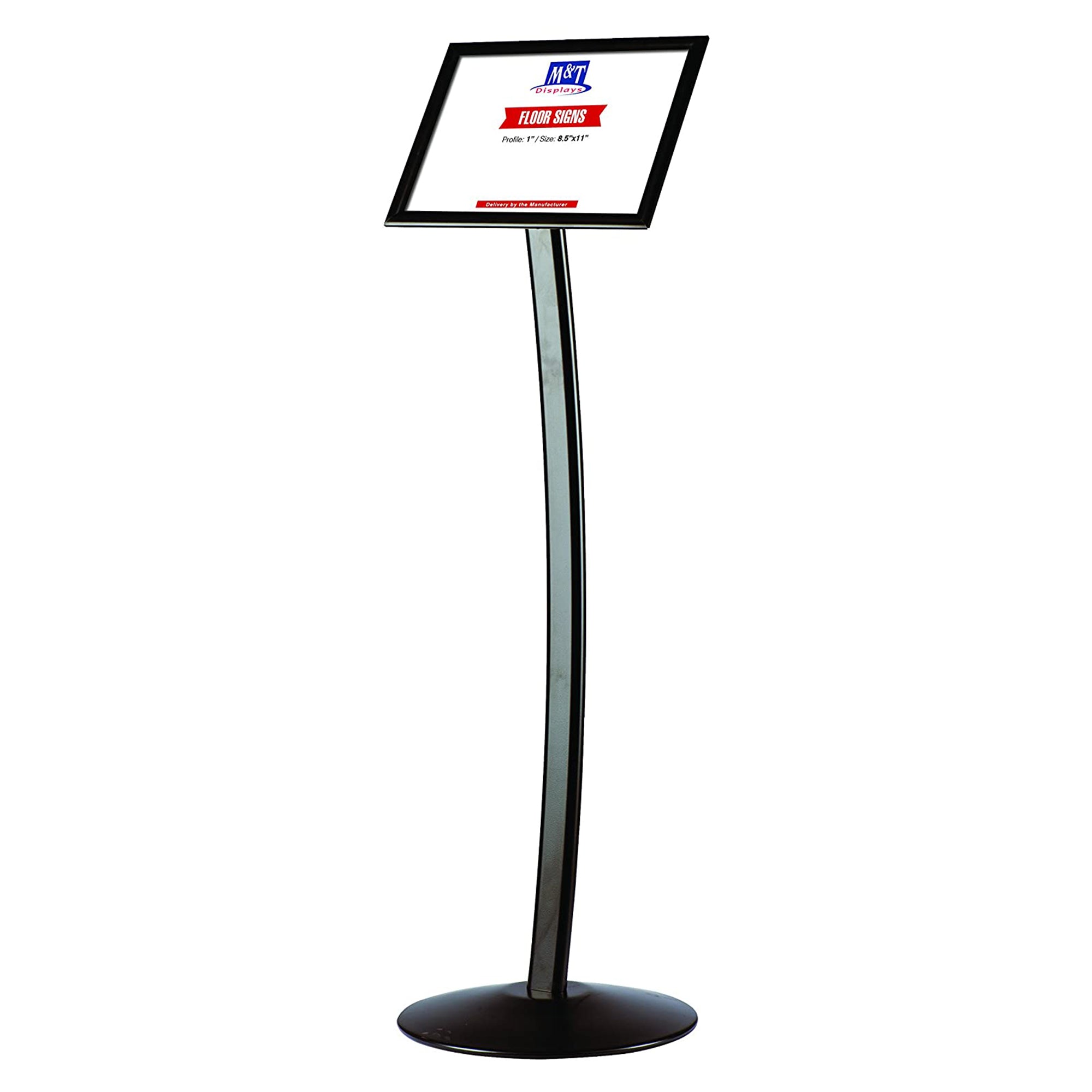 M&T Displays 8.5 x 11" Metal Pedestal Arc Restaurant Menu Holder, Black (Used) - VMInnovations