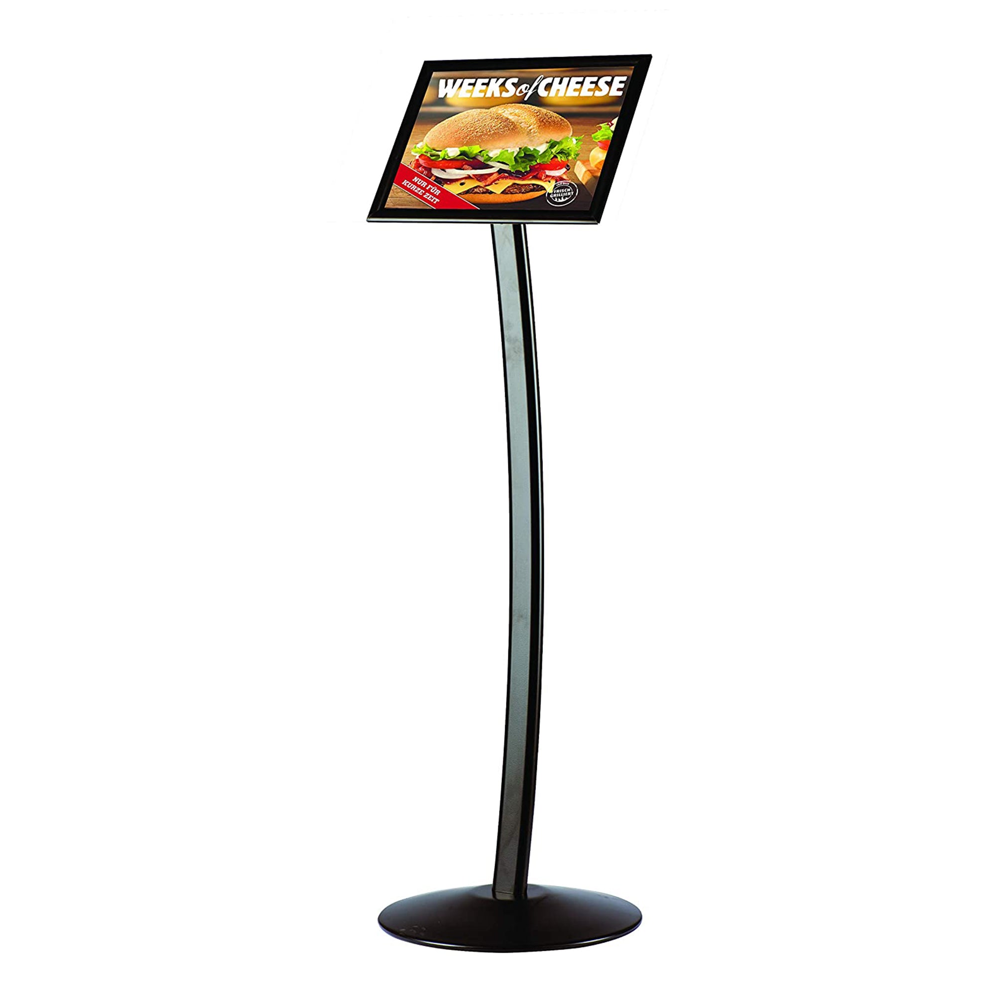 M&T Displays 8.5 x 11" Metal Pedestal Arc Restaurant Menu Holder, Black (Used) - VMInnovations