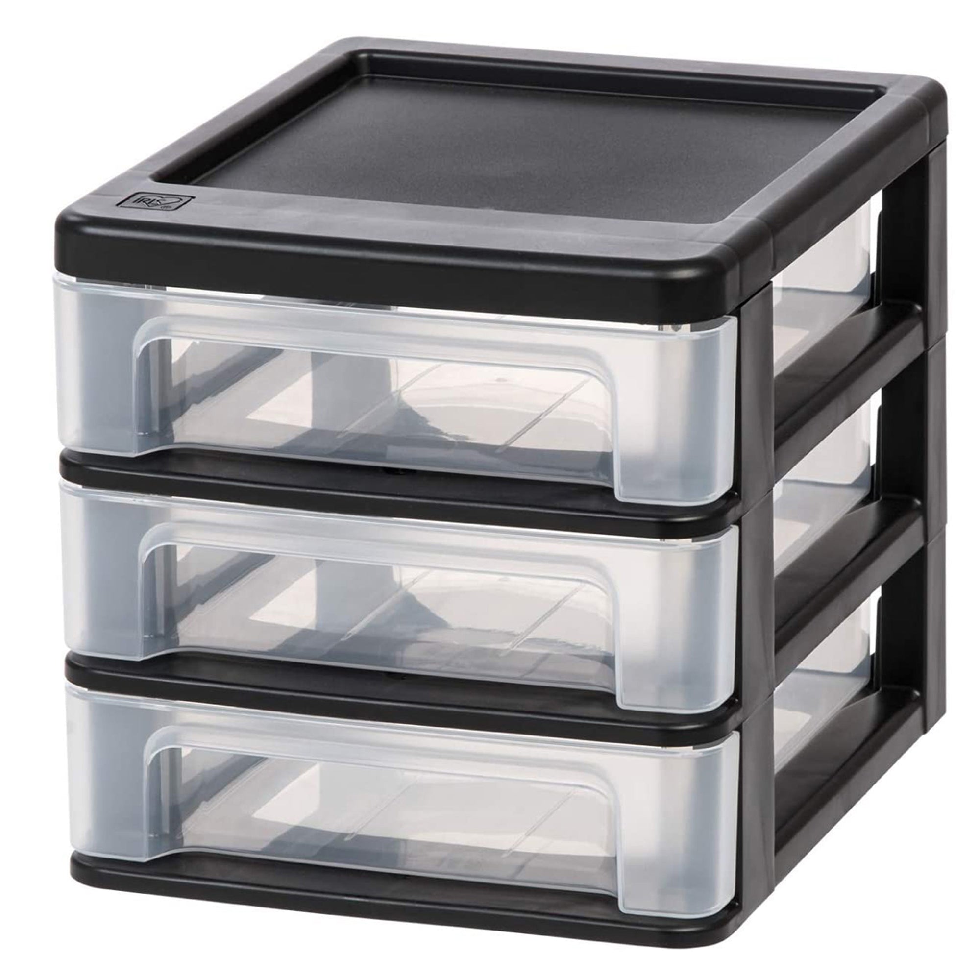 IRIS USA Compact 3 Drawer Plastic Desktop Organizer, Black (2 Pack) (Used)