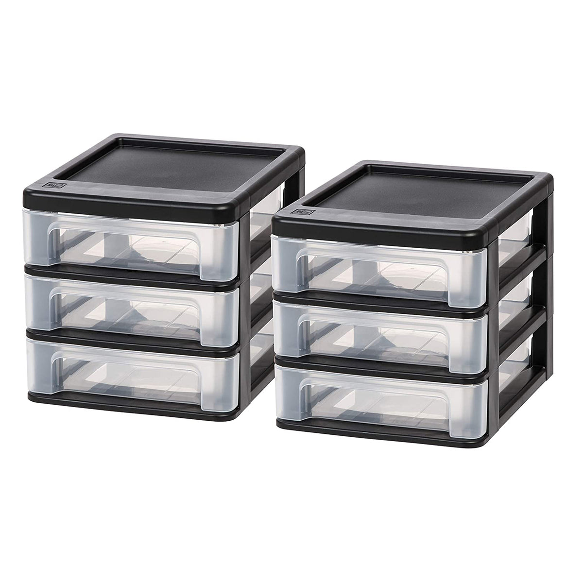 Compact 3 Drawer Plastic Desktop Storage Organizer, (2 Pack) (Open Box)