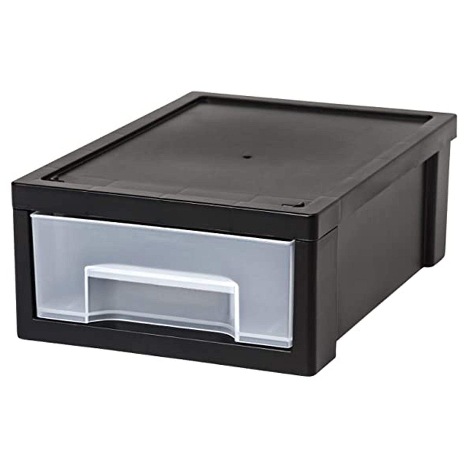 IRIS Plastic Clear Front Desktop Stacking Drawers w/ Rubber Feet, 6 Pack, Black