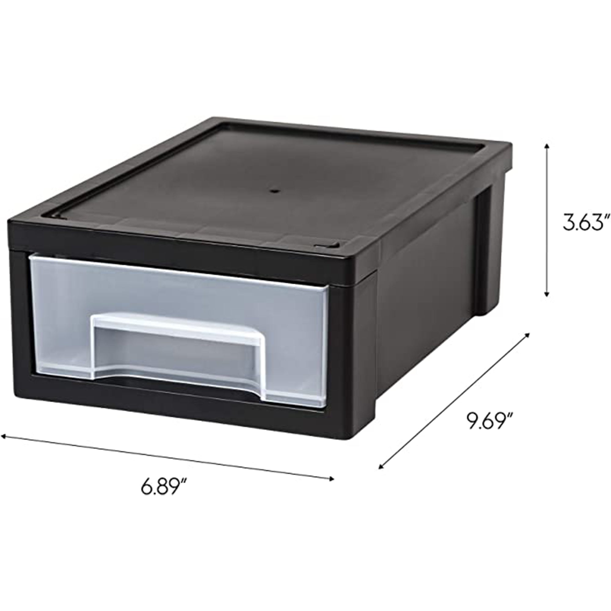 IRIS Plastic Clear Front Desktop Stacking Drawers w/ Rubber Feet, 6 Pack, Black