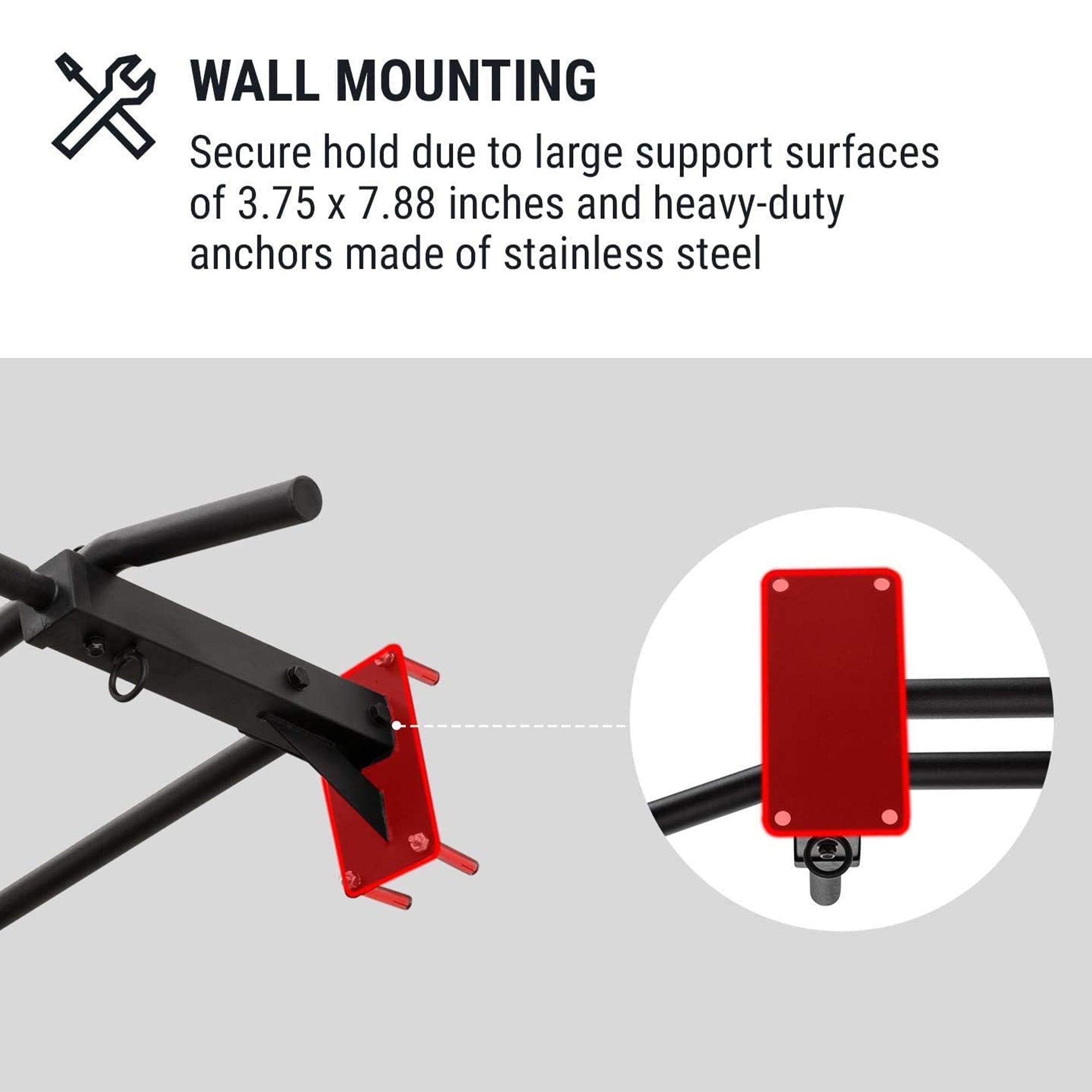 Klarfit Pro Multi Grip Powder Coated Steel Hanging Wall Mount Pull Up Bar, Black - VMInnovations
