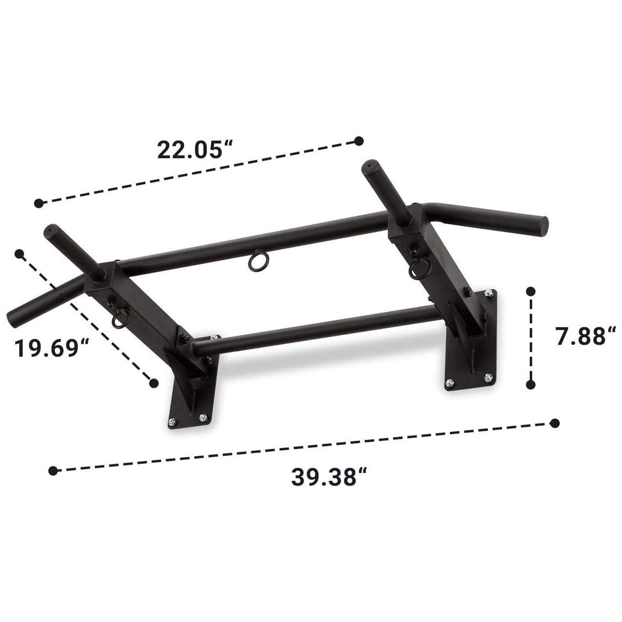 Klarfit Pro Multi Grip Powder Coated Steel Hanging Wall Mount Pull Up Bar, Black - VMInnovations