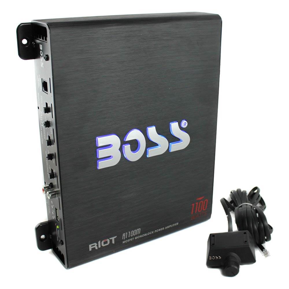 Boss Riot 1100 W Monoblock Class A/B Car Audio Amplifier+Bass Remote (Open Box)