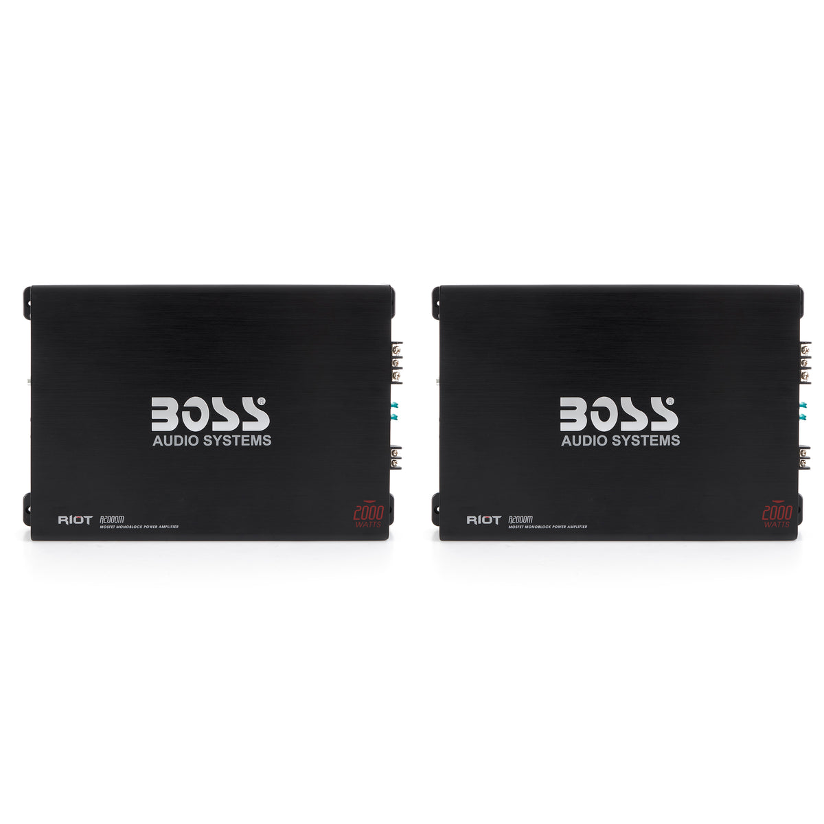 Boss Audio R2000M 2000W Riot Monoblock Car Audio MOSFET Power Amplifier (2 Pack)