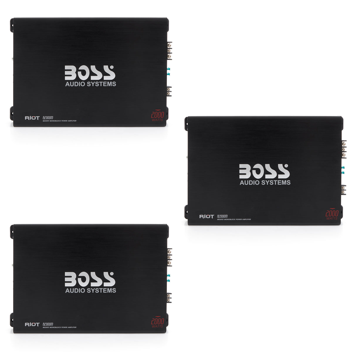Boss Audio 2000W Riot Monoblock Car Audio MOSFET Power Amplifier Mono (3 Pack)