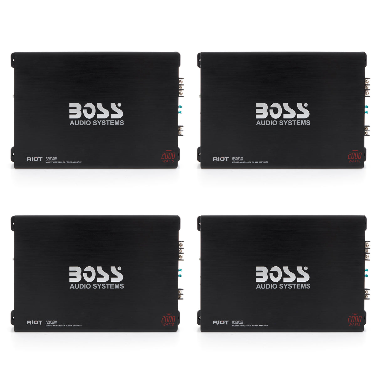 Boss Audio 2000W Riot Monoblock Car Audio MOSFET Power Amplifier Mono (4 Pack)