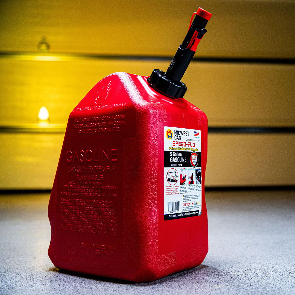 Midwest Can Company Pro Line 5 Gal Gasoline Can Container w/ Spout, Red (4 Pack)