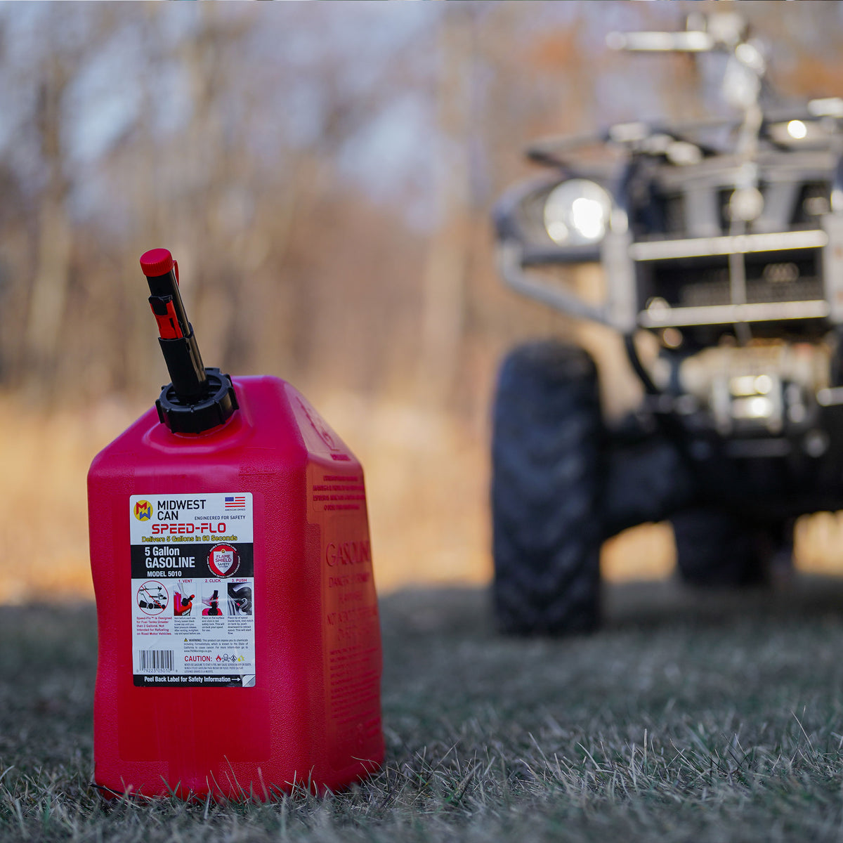 Midwest Can Company Pro Line 5 Gal Gasoline Can Container w/ Spout, Red (2 Pack)