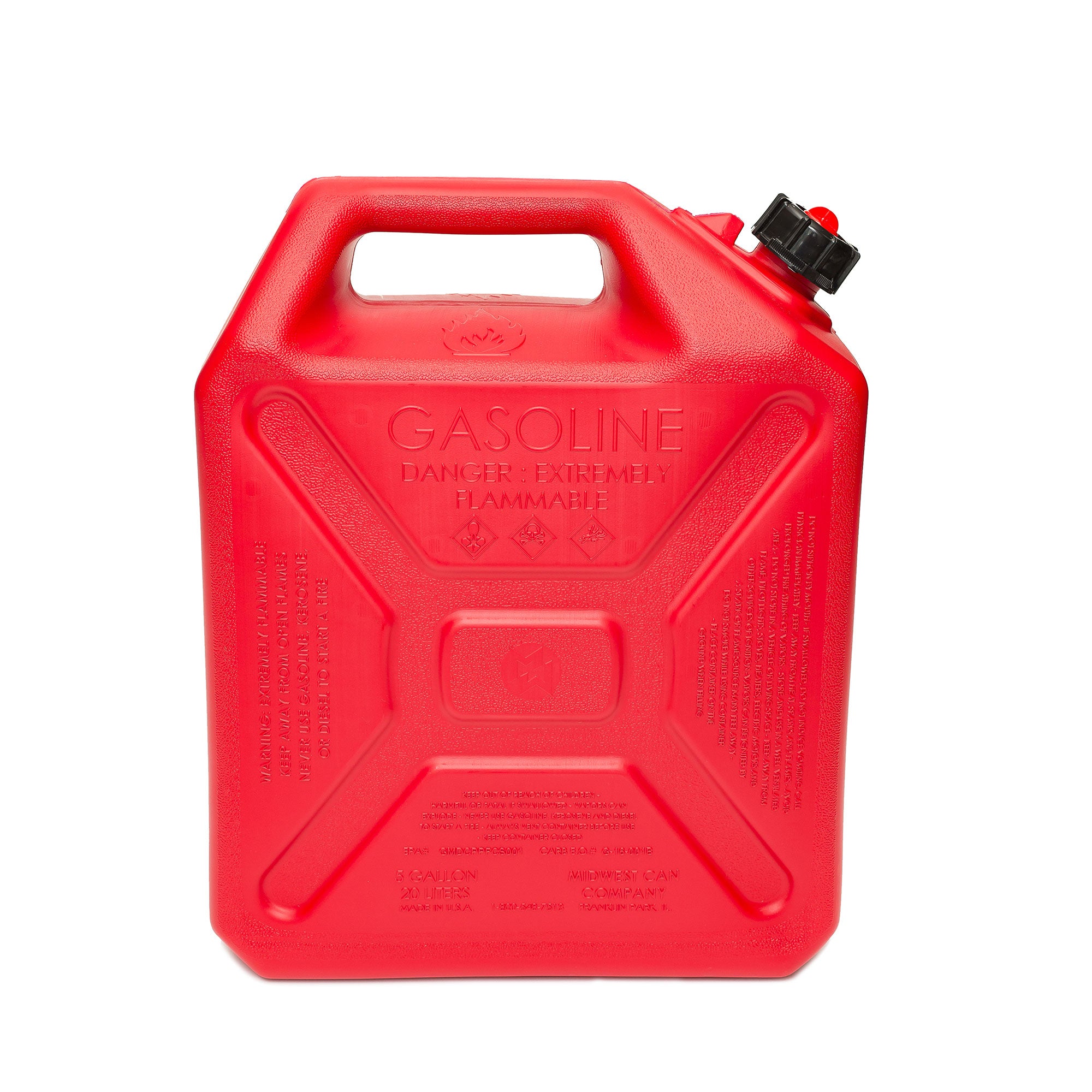 Midwest Can Company Military Style Gas Can with Quick Flow Spout, 5 Gallons, Red - VMInnovations