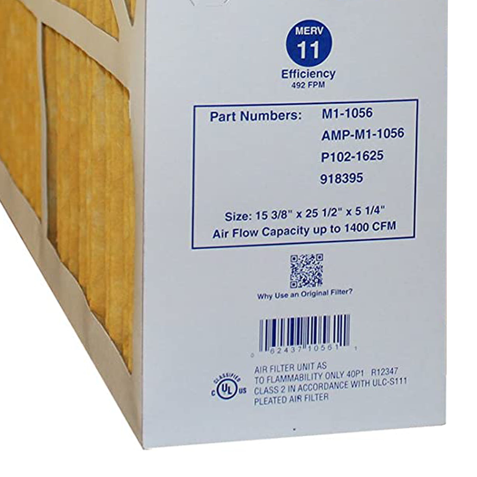 MJ Brunin M1-1056 Replacement MERV 11 Air Filter, 25.5 x 5.25 x 15.38 Inches