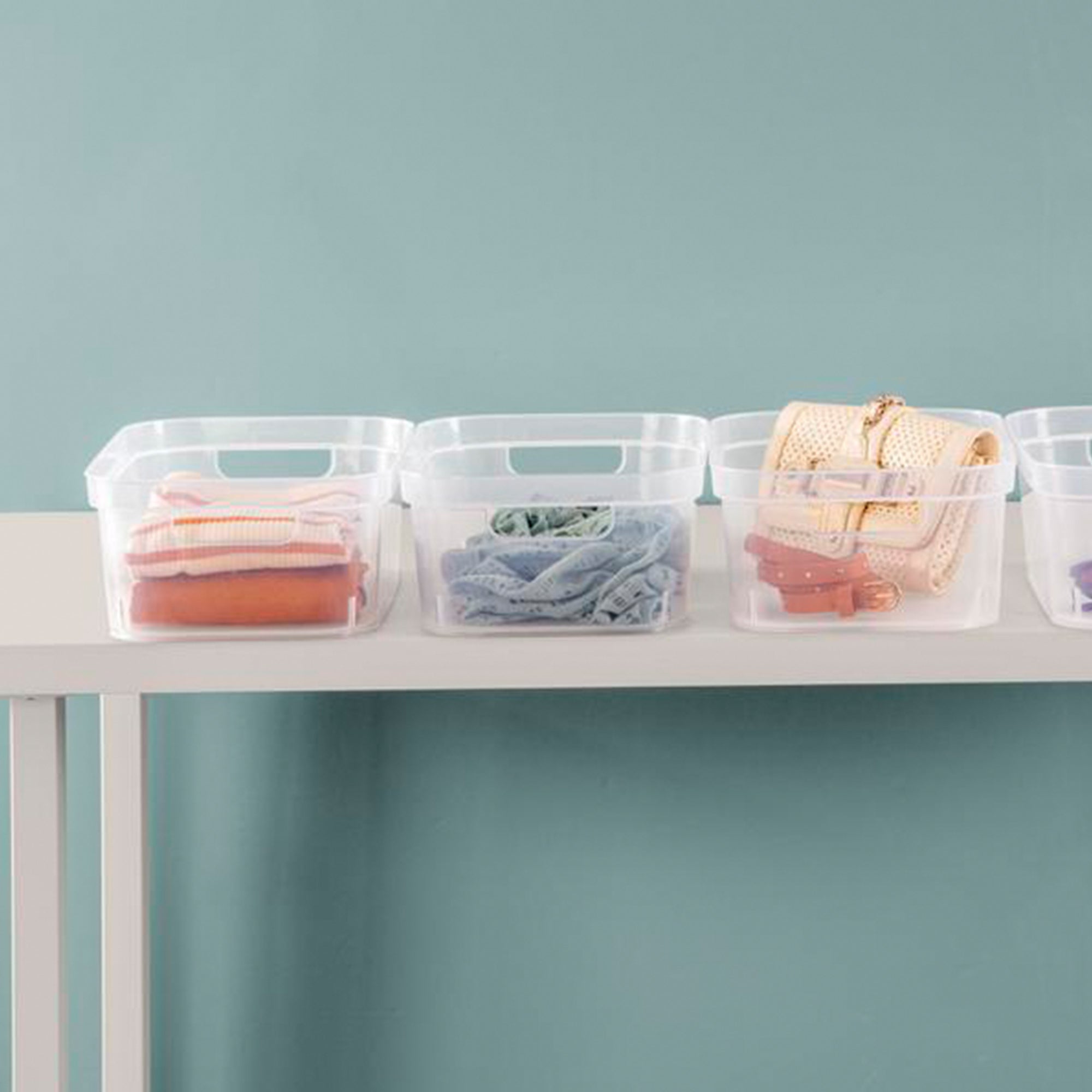 Sterilite 4.25 x 8 x 12.25 Inch Storage Bin with Carry Through Handles, Clear - VMInnovations
