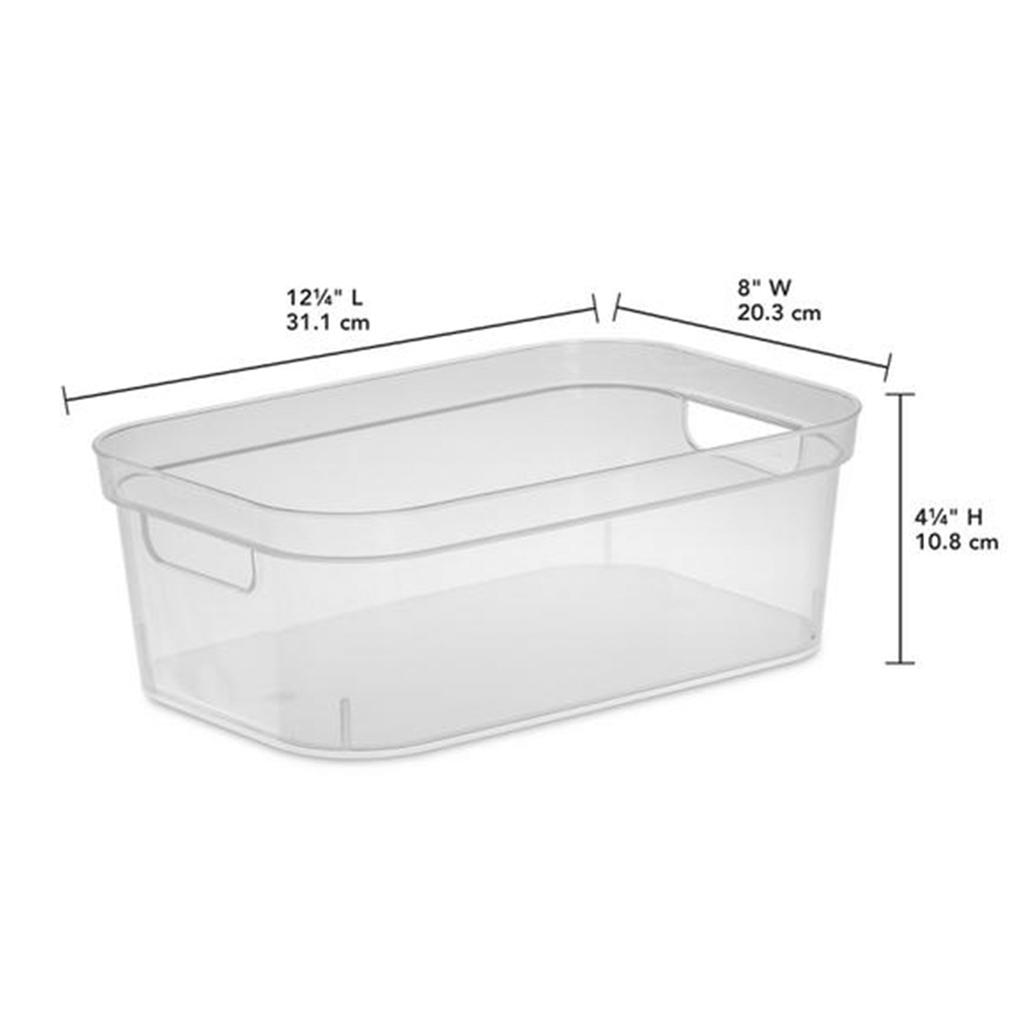 Sterilite 4.25 x 8 x 12.25 Inch Storage Bin with Carry Through Handles, Clear - VMInnovations