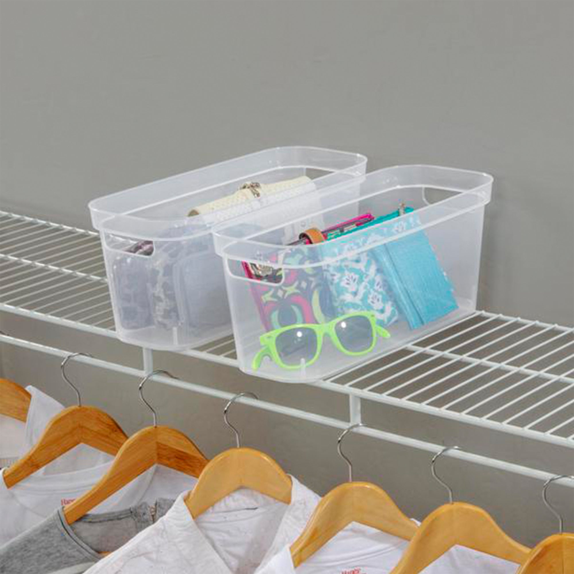 Sterilite 6.25x6.25x15 In Narrow Storage Bin w/ Carry Handles, Clear (32 Pack) - VMInnovations