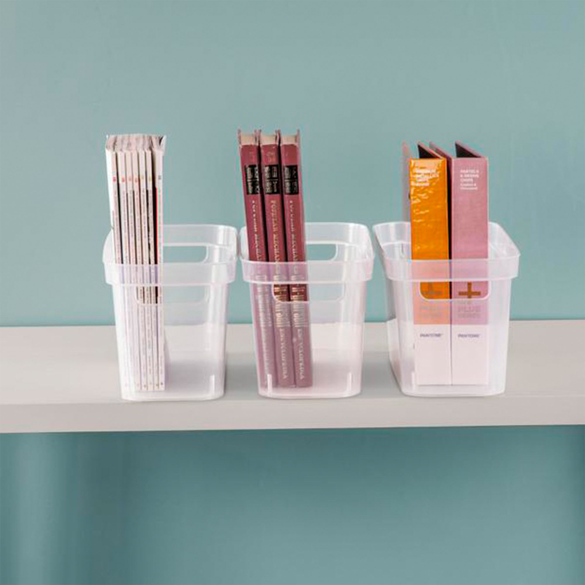 Sterilite 6.25x6.25x15 In Narrow Storage Bin w/ Carry Handles, Clear (32 Pack) - VMInnovations