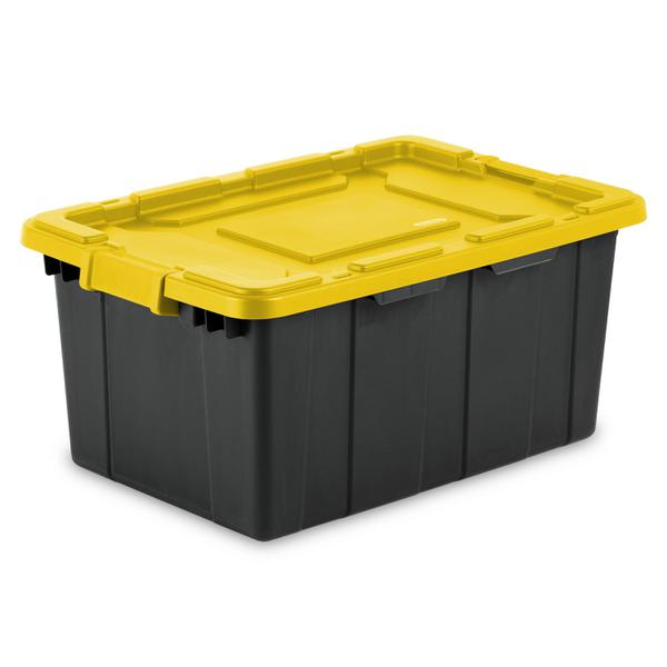 Sterilite 15 Gal Industrial Storage Tote w/ Latching Lid, Black/Yellow (24 Pack)