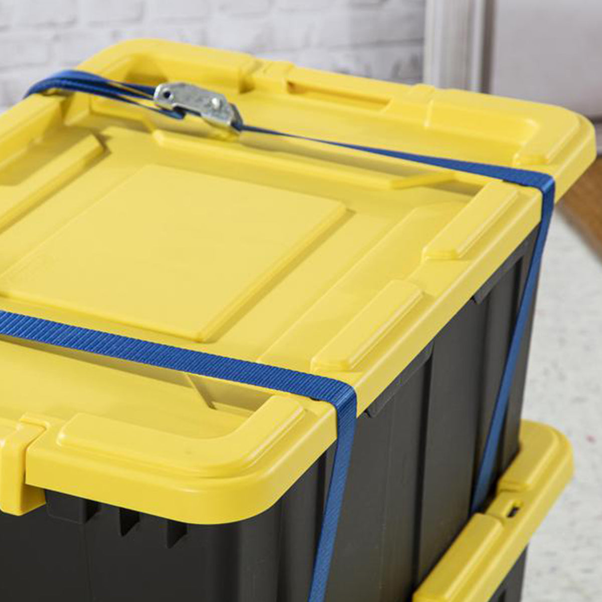 Sterilite 15 Gal Industrial Storage Tote w/ Latching Lid, Black/Yellow (12 Pack)