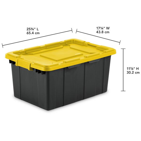 Sterilite 15 Gal Industrial Storage Tote w/ Latching Lid, Black/Yellow (24 Pack)