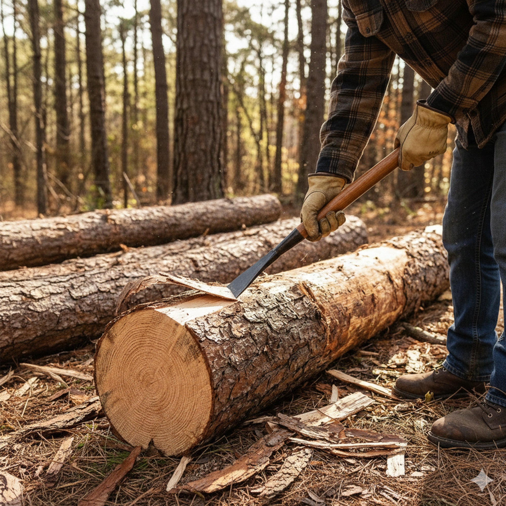 Timber Tuff TMW-08 24 Inch Steel Bark Spud with Wooden Handle for Debarking Logs - VMInnovations