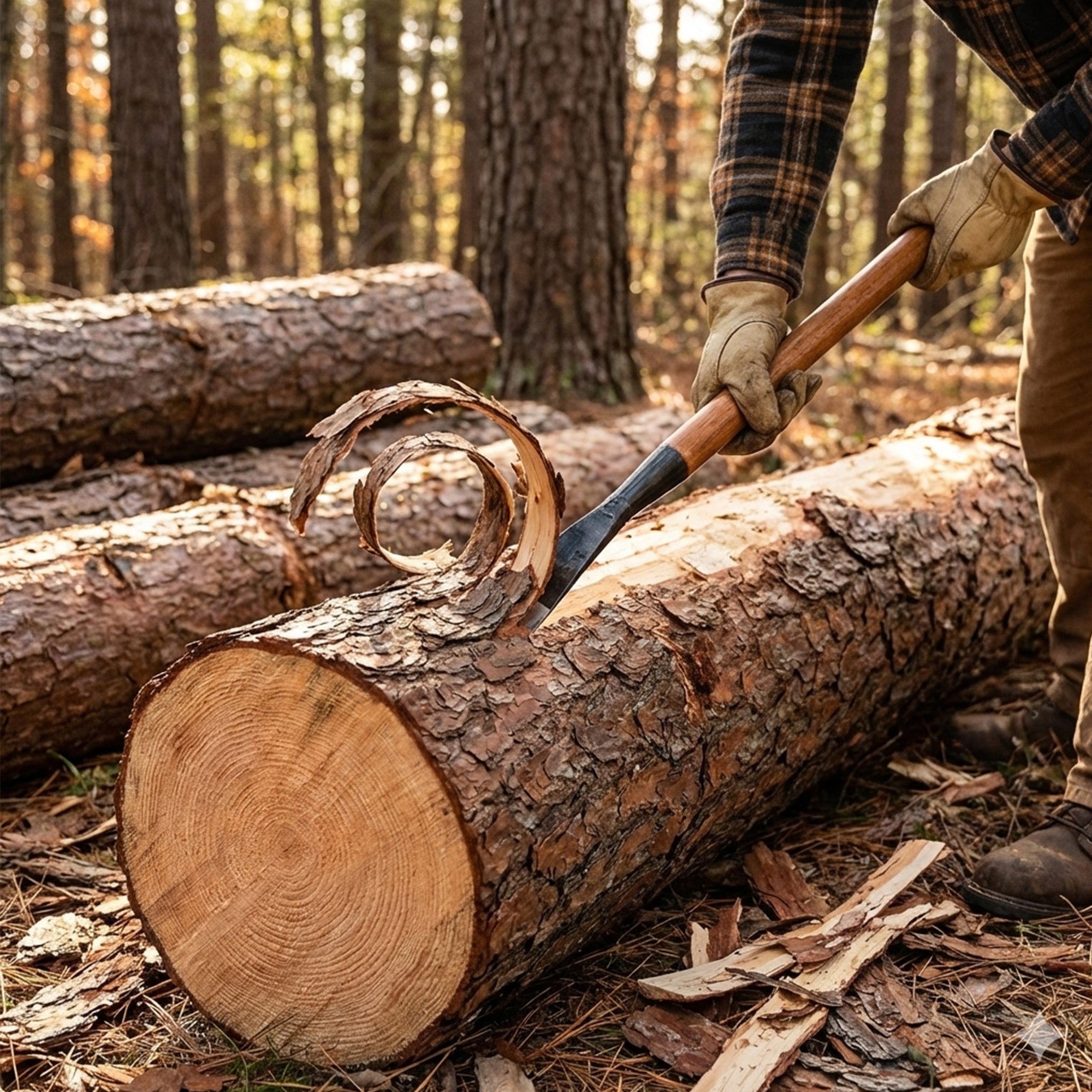 Timber Tuff TMW-08 24 Inch Steel Bark Spud with Wooden Handle for Debarking Logs - VMInnovations