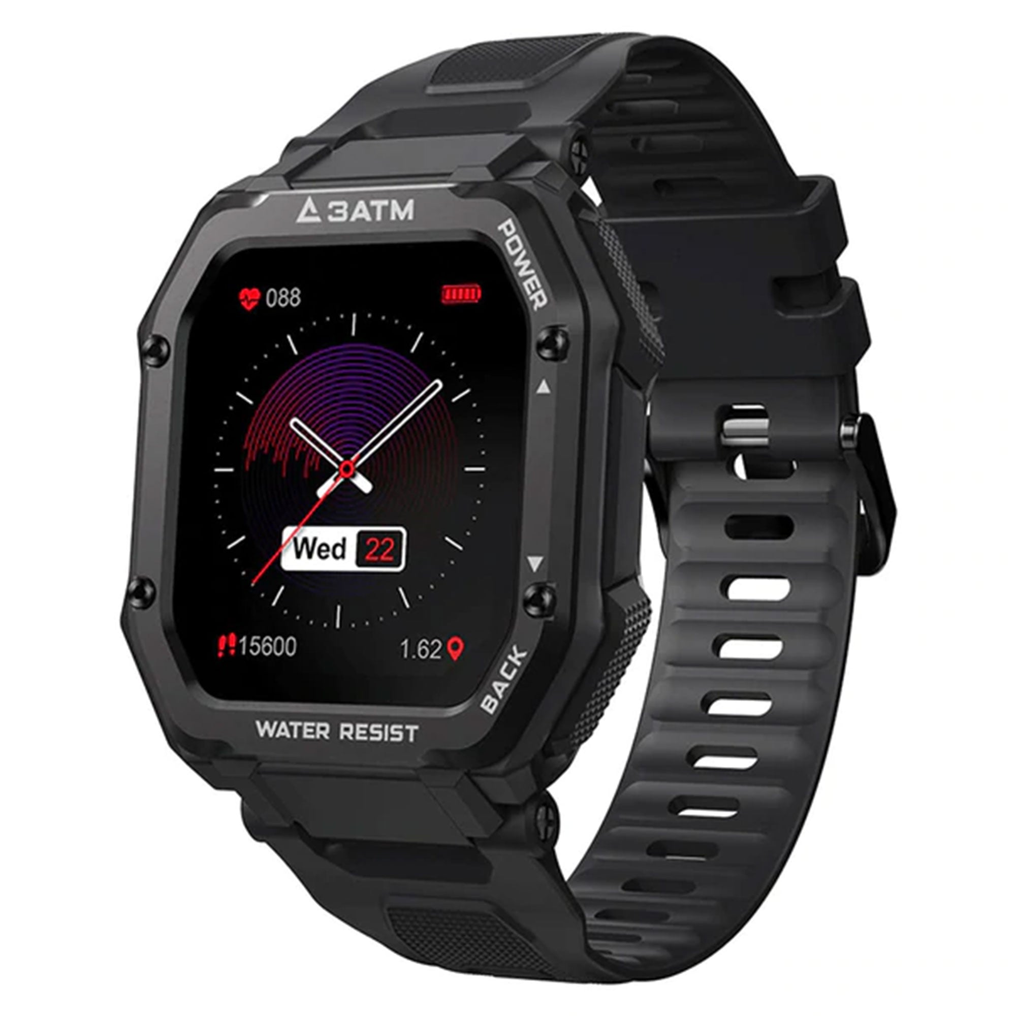 KOSPET ROCK Rugged Waterproof Smartwatch with 1.69 Inch Display Screen, Black