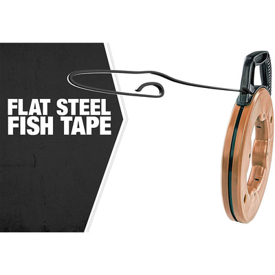 Southwire Flat Steel Fish Tape Flexible Metal Leader, 1/8", 240', w/Large Case