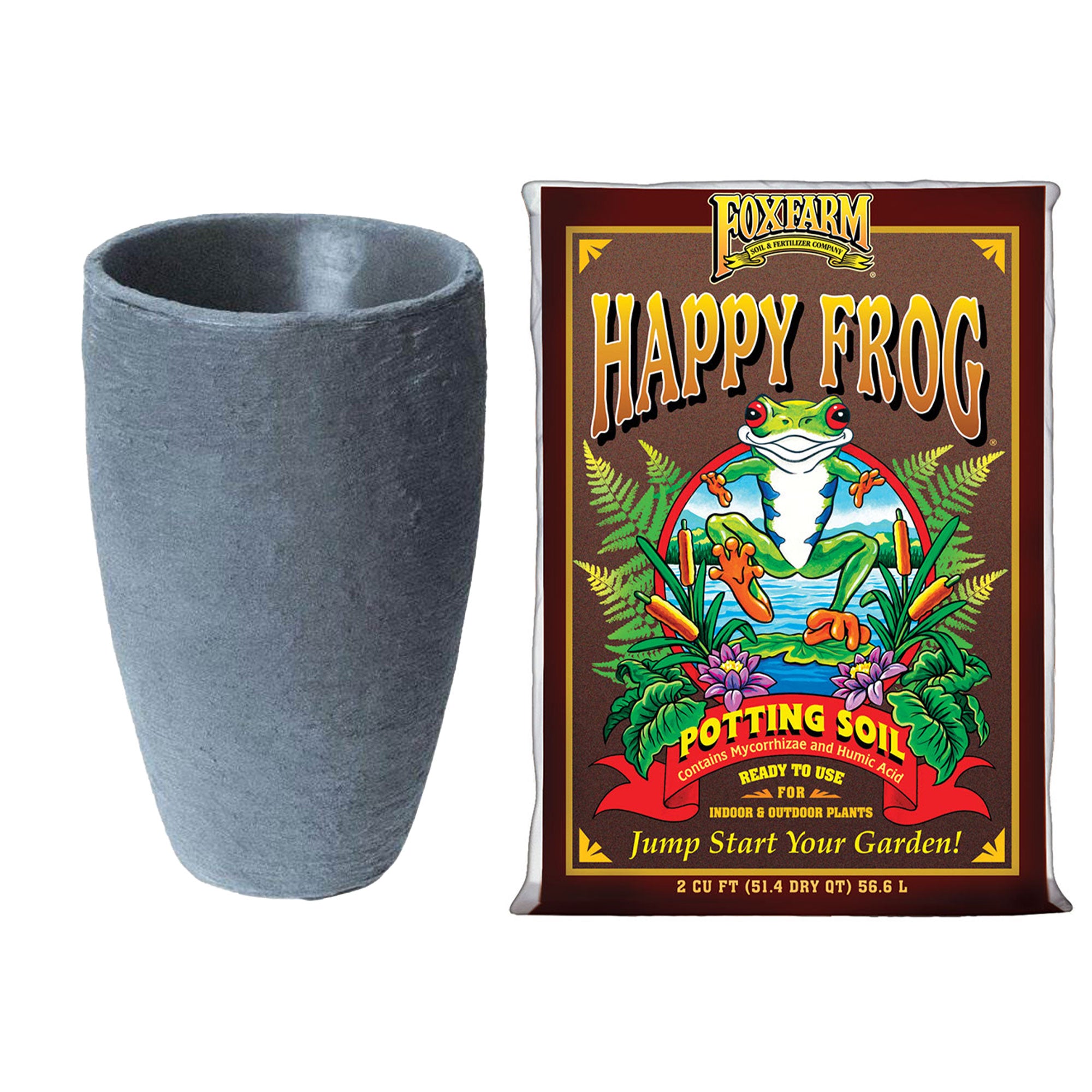 Algreen Products 20.5 In Planter, Charcoal, w/ Foxfarm Rapid Growth Soil, 12 Qt - VMInnovations