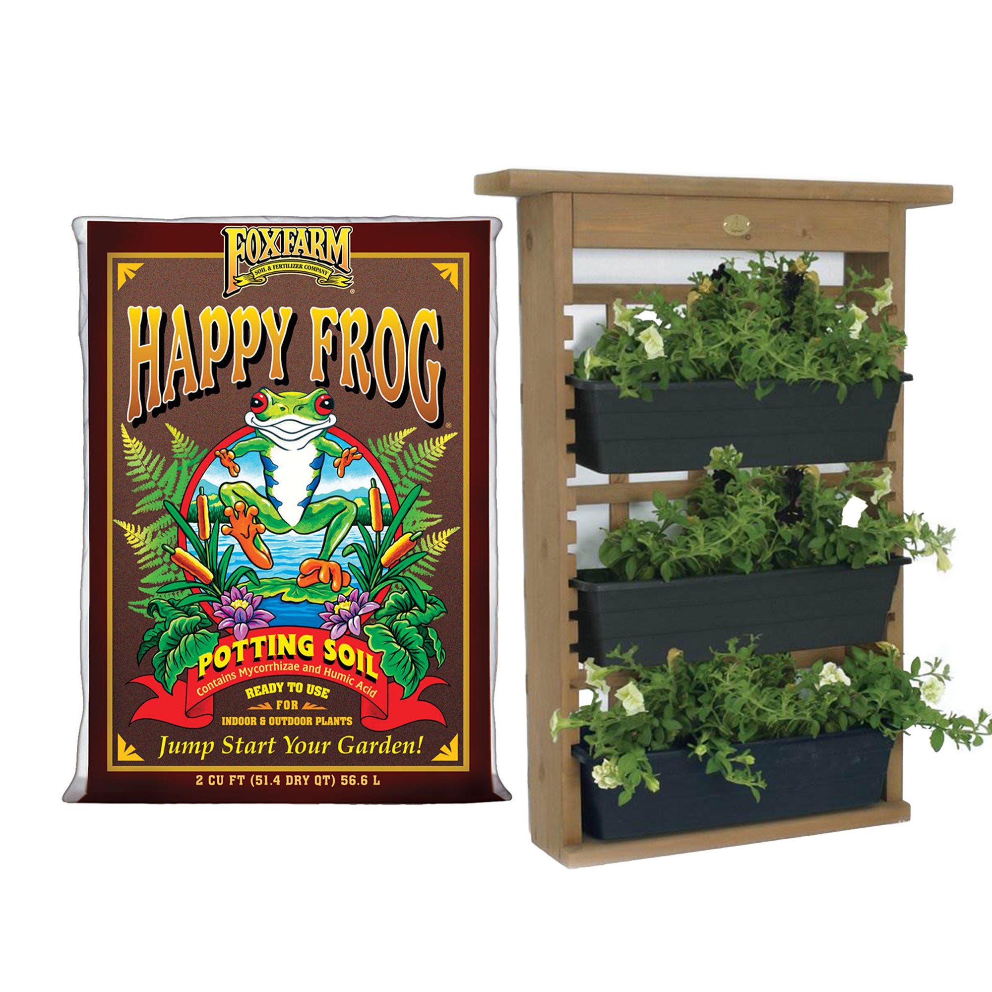 Algreen GardenView Hanging Planter, 3 Planters, and Foxfarm Potting Soil, 2 CuFt - VMInnovations