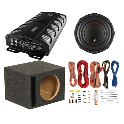 AudioPipe Amplifier, Subwoofer, QPower Dual Vent Enclosure & Soundstorm Wire Kit