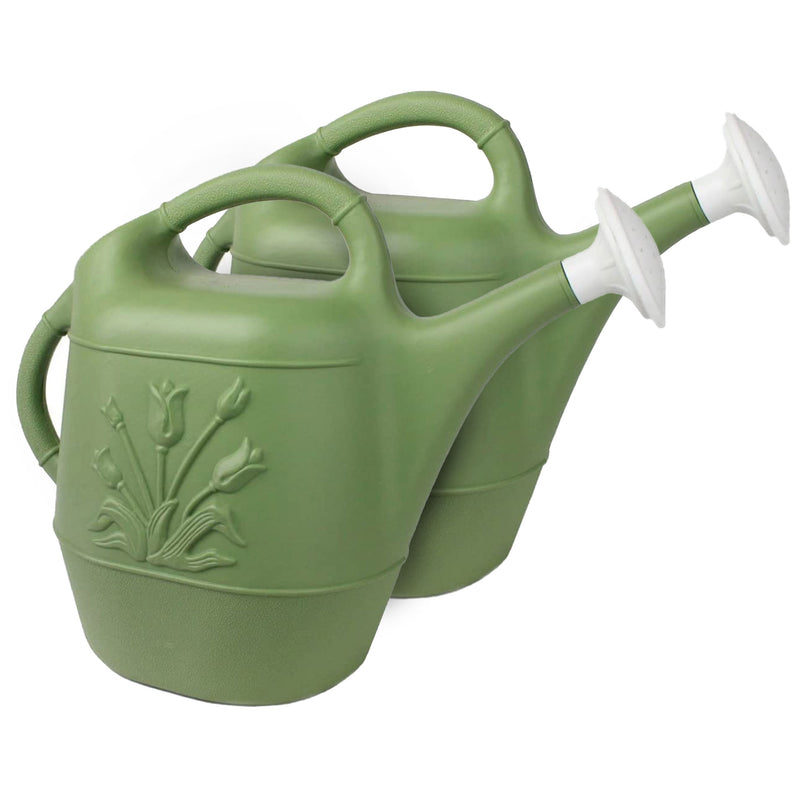 Union Products Plants & Garden 2 Gal Plastic Watering Can, Sage Green, 2 Ct