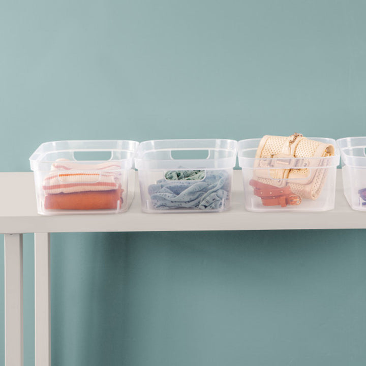 Sterilite 4.25x8x12.25 In Storage Bin w/ Carry Through Handles, Clear (16 Pack) - VMInnovations