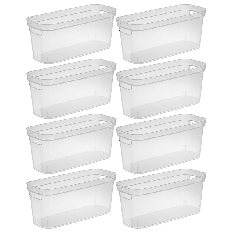 Sterilite 6.25x6.25x15 In Narrow Storage Bin with Carry Handles, Clear (8 Pack)