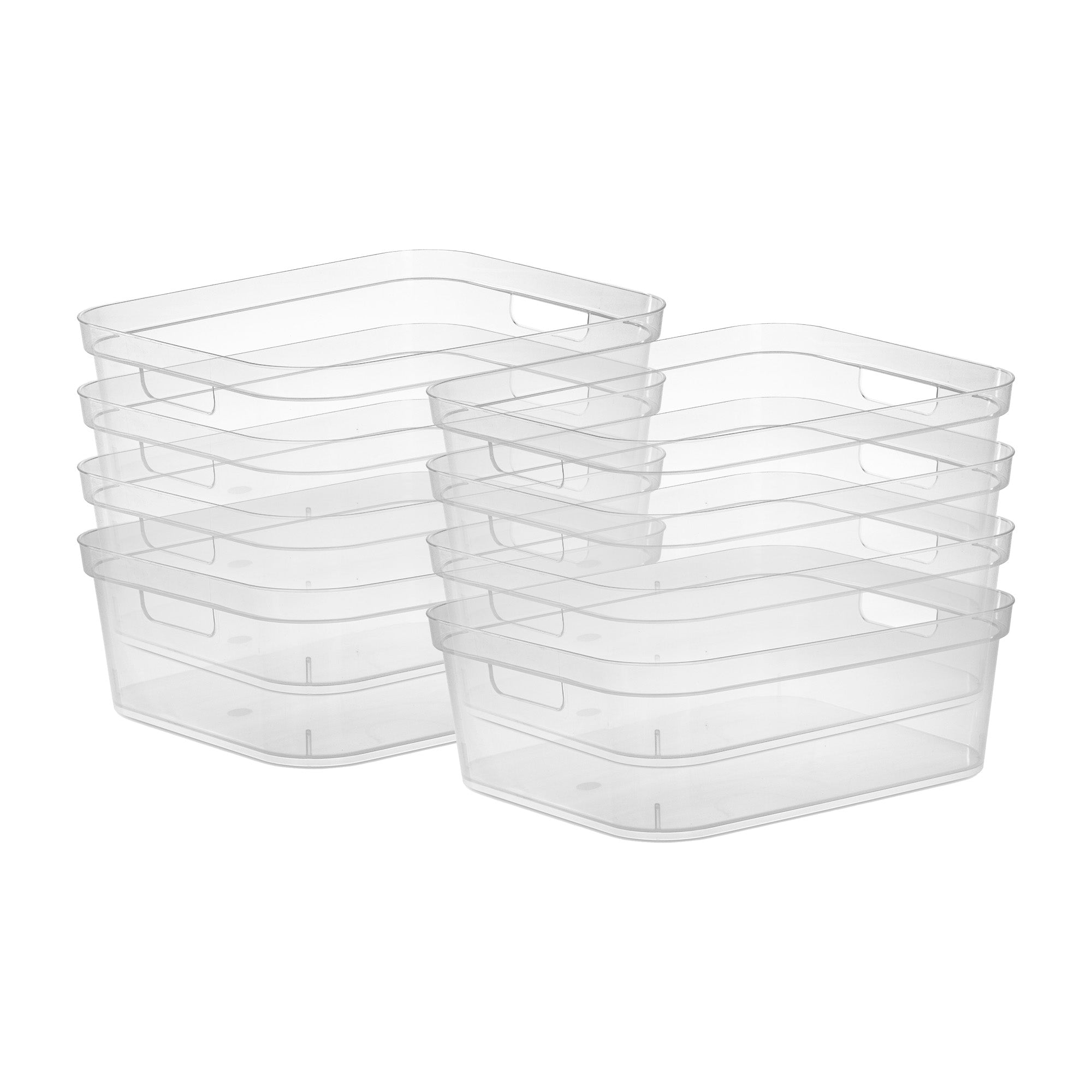 Sterilite 5.25 x 12 x 15 Inch Storage Bin w/ Carry Through Handles, Clear, 8 Ct - VMInnovations